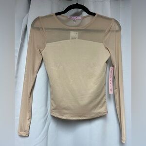 Mesh Long Sleeve Nude Top